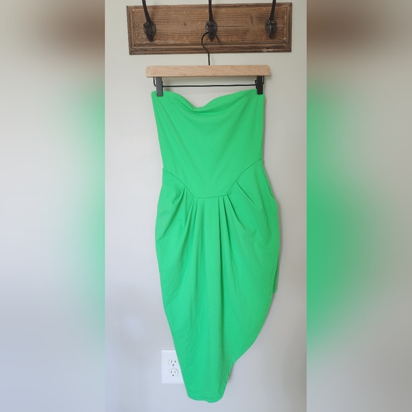 Susana Monaco REVOLVE Strapless Asymmetric Mini Tube Dress Green LIKE NEW - Picture 4 of 5